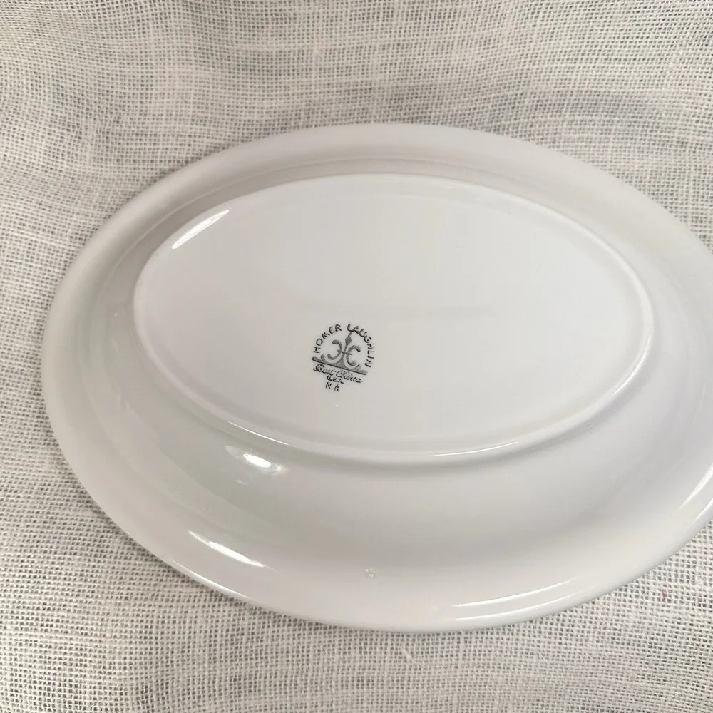Homer Laughlin Ivory China Gold Greek Key Oval Vegetable‎ Serving Bowl 12